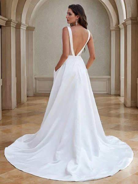 A-line kjole Satin Volanger...
