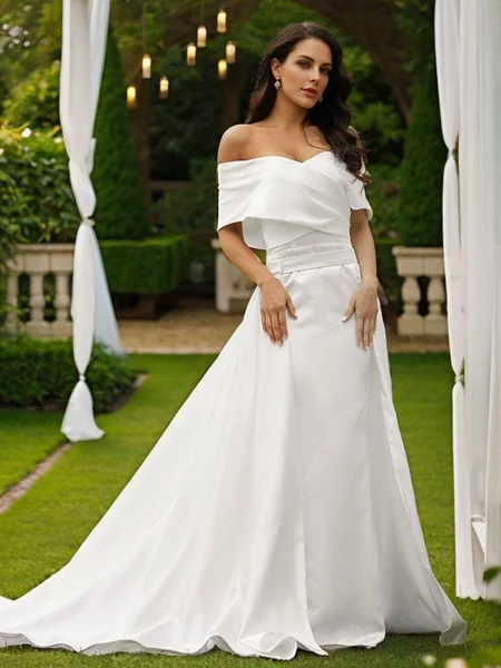 Sheath Satin Ruched Bare...