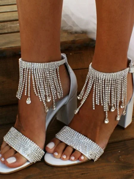 Dame Sateng Med Rhinestone...