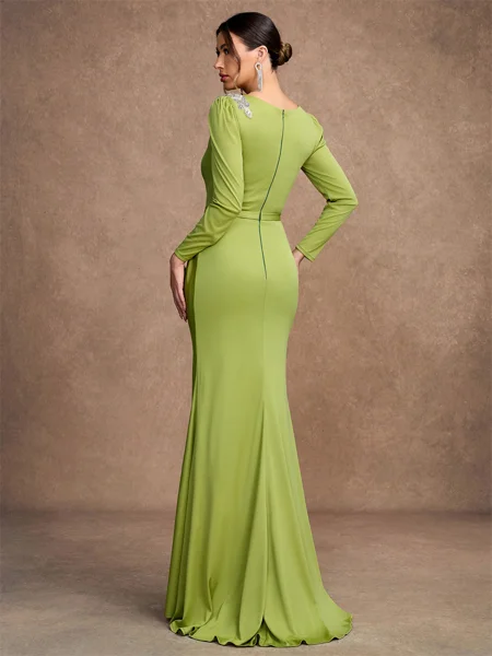 Sheath Jersey Ruched Scoop...