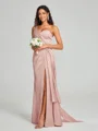 Sheath En skuldret Gulvlengde Ermeløs Silkeeaktig Sateng Brudepikekjoler