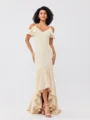 Trompet/Havfrue Jersey Volanger V-hals Ermeløs Asymmetrisk Brudepikekjoler