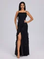 Sheath Spaghetti Volanger Gulvlengde Chiffong Brudepikekjoler