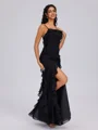 Sheath Spaghetti Volanger Gulvlengde Chiffong Brudepikekjoler