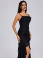 Sheath Spaghetti Volanger Gulvlengde Chiffong Brudepikekjoler