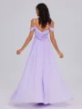 A-line Cold Shoulder Pleated Floor-Length Chiffon Bridesmaid Dress