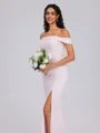 Sheath Bare Skuldre Gulvlengde Strekk Crêpe Brudepikekjoler