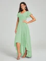 A-line kjole kjole Stropper Asymmetrisk Kortermer Chiffong Brudepikekjoler
