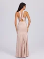 Sheath Halterneck Plissert Gulvlengde Charmeuse Brudepikekjoler