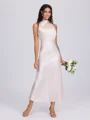 Sheath Halterneck Plissert Ankel-Lengde Silkeeaktig Sateng Brudepikekjoler