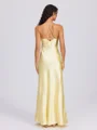 Sheath Halterneck Gulvlengde Silkeeaktig Sateng Brudepikekjoler