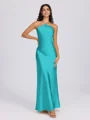 Sheath Halterneck Gulvlengde Silkeeaktig Sateng Brudepikekjoler