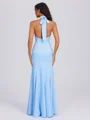 Sheath Halterneck Plissert Gulvlengde Charmeuse Brudepikekjoler