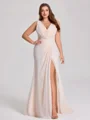 Sheath Cowl Plissert Gulvlengde Chiffong Korsett Plus Size Brudepikekjoler