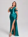 Sheath Plissert Gulvlengde Plus Size Brudepikekjoler