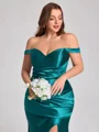 Sheath Bare Skuldre Plissert Gulvlengde Plus Size Brudepikekjoler