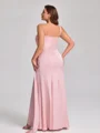Sheath En skuldret Plissert Gulvlengde NS Elastisk Sateng Korsett Plus Size Brudepikekjoler