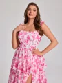 A-line kjole Stropper Brusende Volanger Gulvlengde Korsett Plus Size Brudepikekjoler