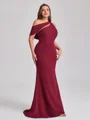 Sheath Scoop Sweep/Børste train Strekk Crêpe Plus Size Brudepikekjoler