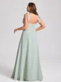 A-line kjole Stropper Bue Gulvlengde Chiffong Korsett Plus Size Brudepikekjoler