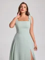 A-line kjole Stropper Bue Gulvlengde Chiffong Korsett Plus Size Brudepikekjoler