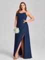 Sheath Spaghetti Plissert Gulvlengde Chiffong Korsett Plus Size Brudepikekjoler