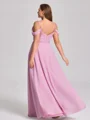 A-line kjole Kald Skulder Plissert Gulvlengde Chiffong Korsett Plus Size Brudepikekjoler