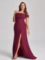 Sheath Bare Skuldre Plissert Gulvlengde Chiffong Korsett Plus Size Brudepikekjoler