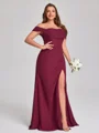 Sheath Bare Skuldre Plissert Gulvlengde Chiffong Korsett Plus Size Brudepikekjoler