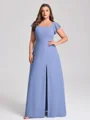 A-line kjole Torget Kortermer Gulvlengde Chiffong Plus Size Brudepikekjoler