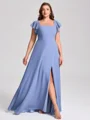 A-line kjole Torget Kortermer Gulvlengde Chiffong Plus Size Brudepikekjoler