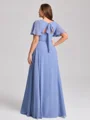 A-line kjole V-hals Kortermer Plissert Gulvlengde Chiffong Korsett Plus Size Brudepikekjoler