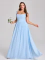 A-line kjole Torget Plissert Gulvlengde Chiffong Korsett Plus Size Brudepikekjoler