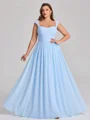 A-line kjole Torget Plissert Gulvlengde Chiffong Korsett Plus Size Brudepikekjoler