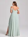 A-line kjole Kald Skulder Gulvlengde Chiffong Convertible Plus Size Brudepikekjoler