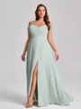 A-line kjole Kald Skulder Gulvlengde Chiffong Convertible Plus Size Brudepikekjoler