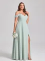 A-line kjole Kald Skulder Gulvlengde Chiffong Convertible Plus Size Brudepikekjoler