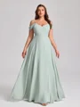 A-line kjole Kald Skulder Gulvlengde Chiffong Convertible Plus Size Brudepikekjoler