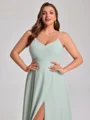A-line kjole Kald Skulder Gulvlengde Chiffong Convertible Plus Size Brudepikekjoler