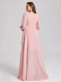 A-line kjole V-hals Lange ermer Plissert Asymmetrisk Chiffong Plus Size Brudepikekjoler
