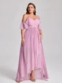 A-line kjole Kald Skulder Volanger Asymmetrisk Chiffong Plus Size Brudepikekjoler