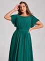 A-line kjole Scoop Kortermer Plissert Gulvlengde Chiffong Plus Size Brudepikekjoler