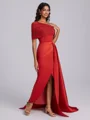 Sheath Plissert Gulvlengde Satin Korsett Brudepikekjoler