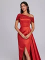 Sheath Plissert Gulvlengde Satin Korsett Brudepikekjoler
