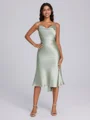 Sheath Spaghetti Sash/Bånd/Belte Te-Lengde Silkeeaktig Sateng Brudepikekjoler