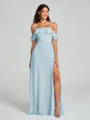 A-line kjole kjole Spaghetti Gulvlengde Ermeløs Chiffong Brudepikekjoler