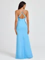 Sheath Spaghetti Plissert Gulvlengde Chiffong Brudepikekjoler