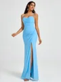 Sheath Spaghetti Plissert Gulvlengde Chiffong Brudepikekjoler