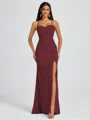 Sheath Spaghetti Plissert Gulvlengde Chiffong Brudepikekjoler