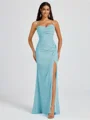 Sheath Spaghetti Plissert Gulvlengde Chiffong Brudepikekjoler